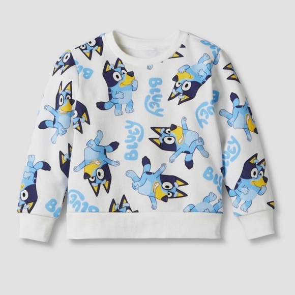 Bluey Other - Moose Boys Bluey Long Sleeve Pullover Sweatshirt White Blue Girl Boy Toddler 4T